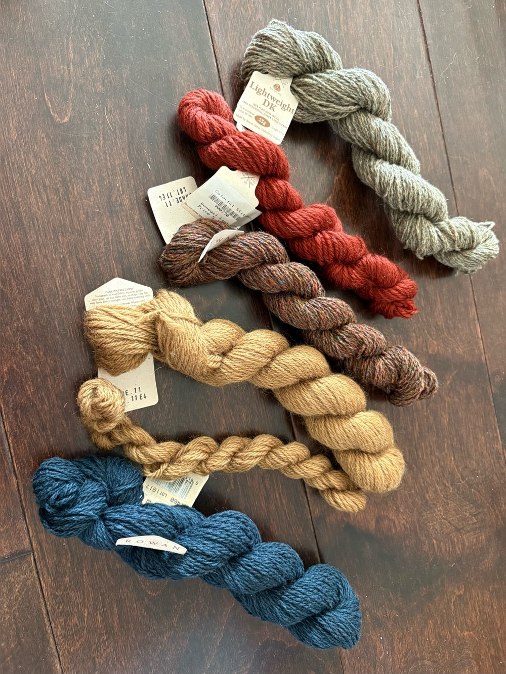vtg rowan earth tones 6 skein color set wool dk tweed nwt brown red blue gray - Picture 3 of 4